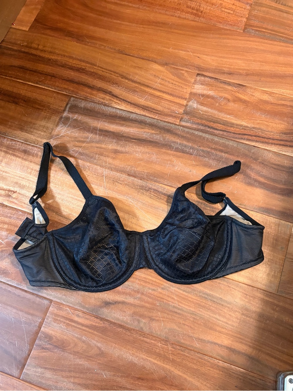 Wacoal Black Lace Underwire Bra 34C Sheer Mesh Adjustable Straps (1366)